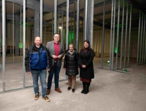 Dexheimer Gastro GmbH Baustellentermin am 13.01.26 Tobias Dexheimer, Patrick Sema, Miriam Heinrich und Rebecca Dexheimer